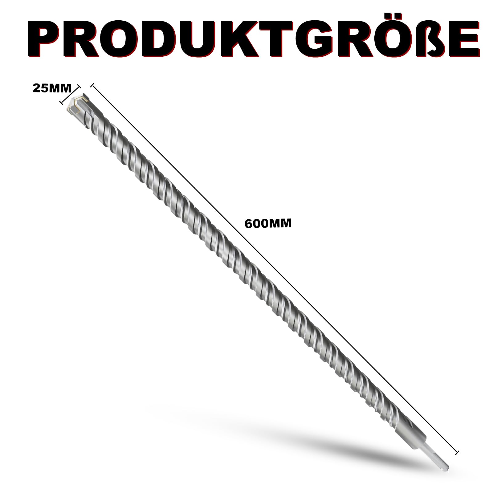 SDS Plus Brocas 25mm×600mm, Brocas para piedra, Brocas de martillo, Brocas para concreto, Para piedra, concreto, piedra natural, mampostería