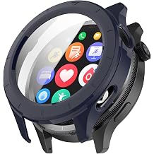 FTRONGRT Case Compatible with Xiaomi Redmi Watch Move, PC + Screen Tempered Film, Anti-Scratch All-Inclusive Watch Case Compatible with Xiaomi Redmi Watch Move.Ink Blue