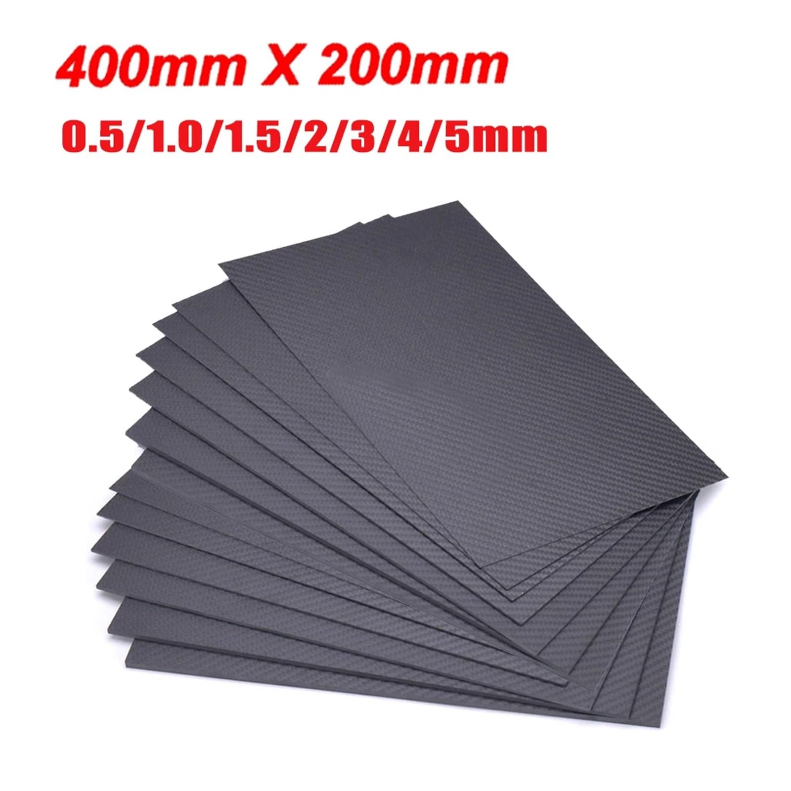 Pannello in fibra di carbonio 3K da 200 mm x 400 (0,5 1, 2 3 4 5), materiale composito ad alta durezza Per Aquiloni, Aeroplani RC(2.0mm Thickness)