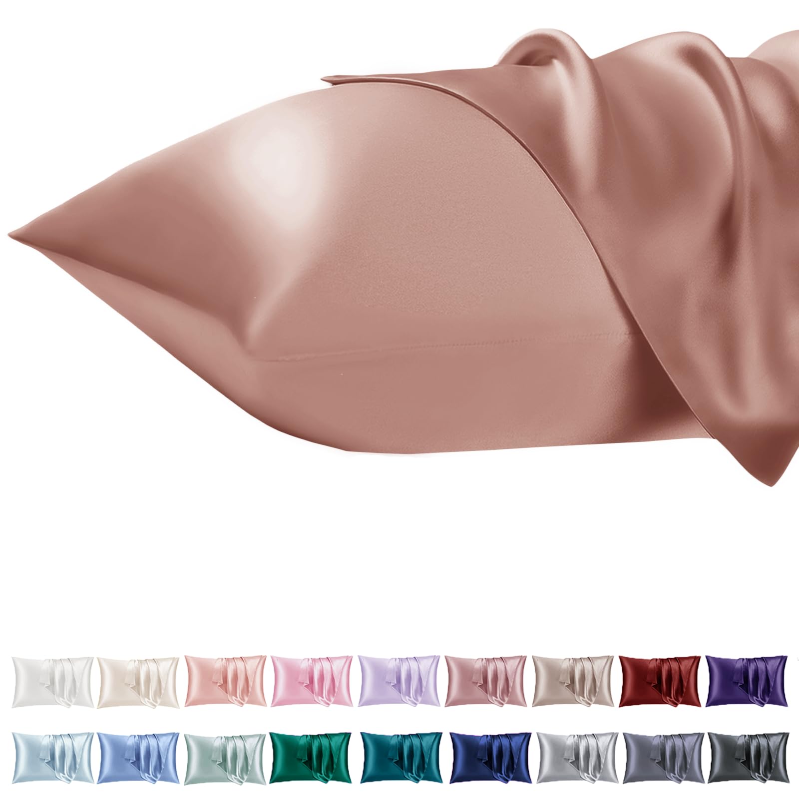 Vielit 2er Set Satin Kissnbezug mit Zip Closure