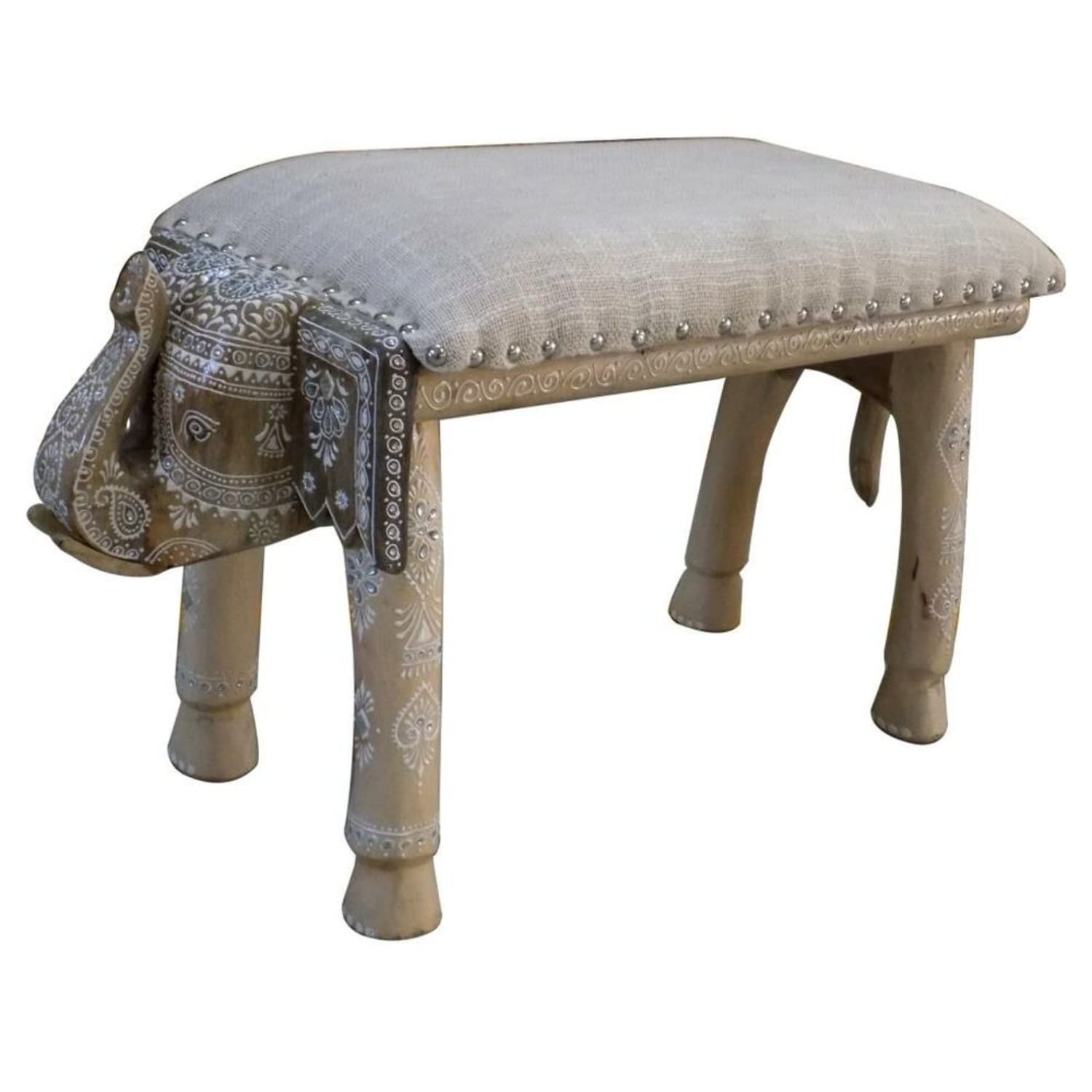 DKD Home Decor Elephant Stool Natural White Mango Wood 65 x 31.8 x 38 cm - EAN Brand: 8424002000806