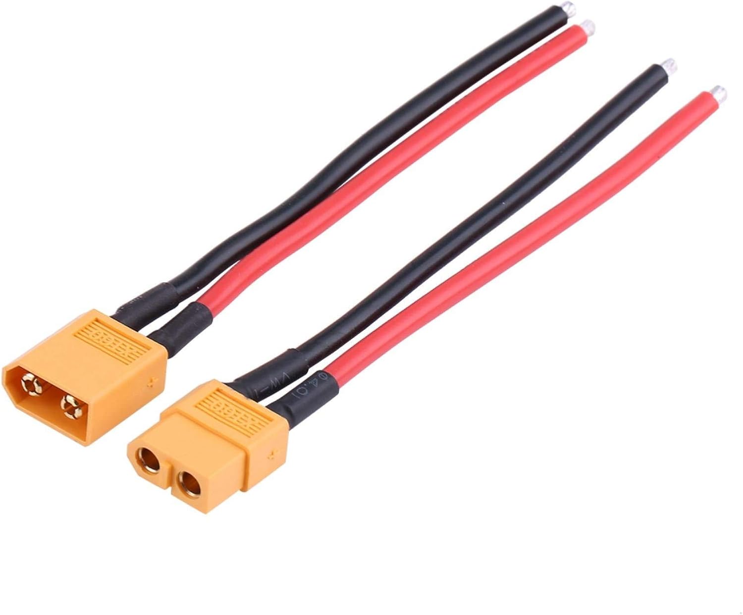 Fockety Cable Conector XT60 con Cubierta de Silicona de Baja Resistencia, Buena Propiedad de Aislamiento eléctrico Cable Macho XT60, para la mayoría de configuraciones de Carga Aplicaciones de Alta
