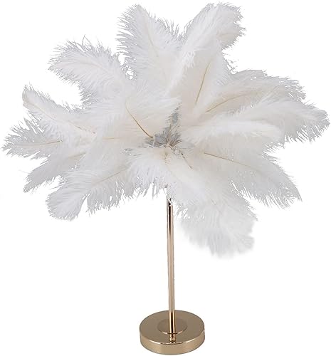 Zooke Lámpara de plumas, interruptor táctil, USB, moderna, elegante, mesita de noche, dormitorio, escritorio, luz nocturna, pantalla de 3 colores