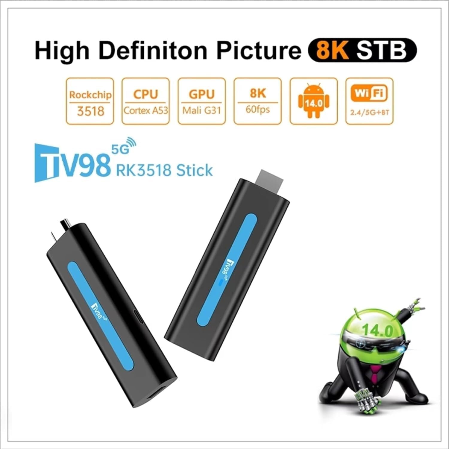 Android TV Stick 4K Ultra HD | Smart TV HDMI WiFi Dual Band 2.4/5GHz Bluetooth 5.0 | Control por Voz | Compatible con Apps de Streaming. — view 2