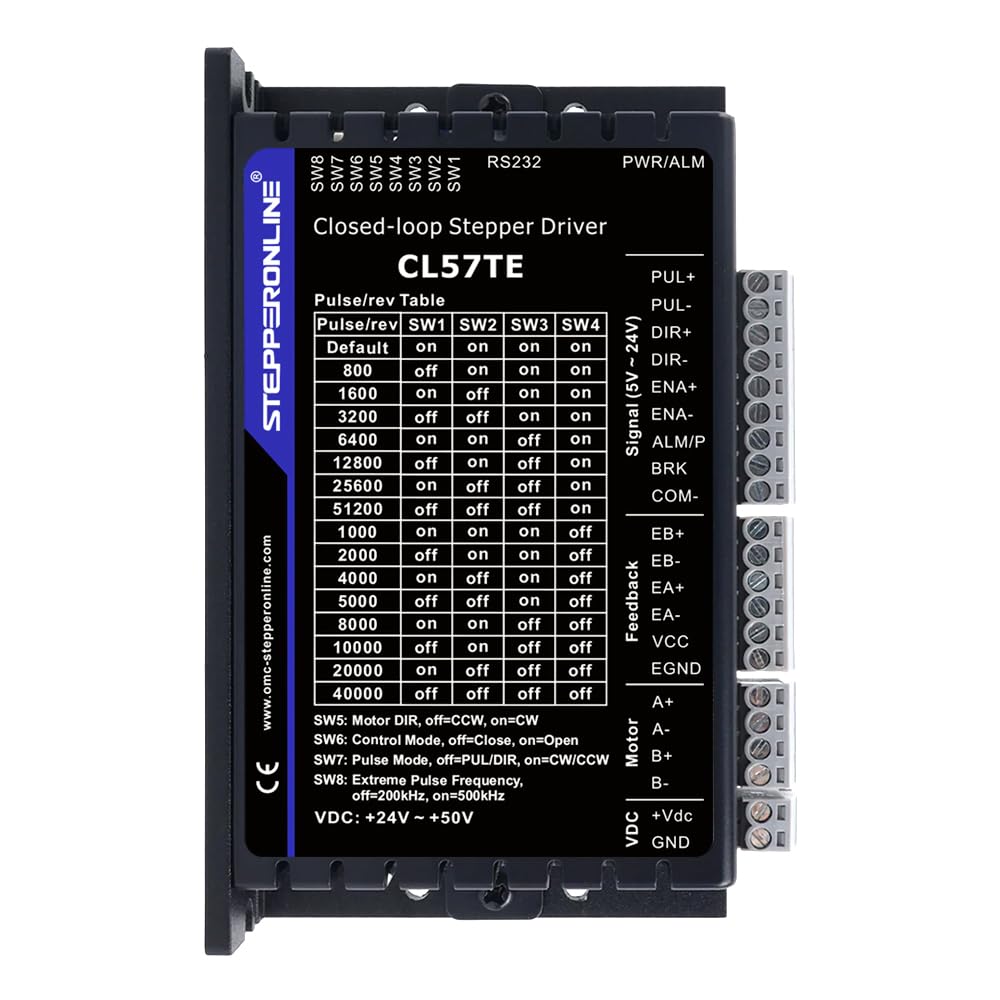 STEPPERONLINE 1-osiowy silnik krokowy CNC z zamkniętą pętlą 3,0 Nm enkoder 1000PPR (4000CPR) Nema 23 zamknięta pętla silnik krokowy i sterownik 0,5-7.0A 24-50VDC & Cables