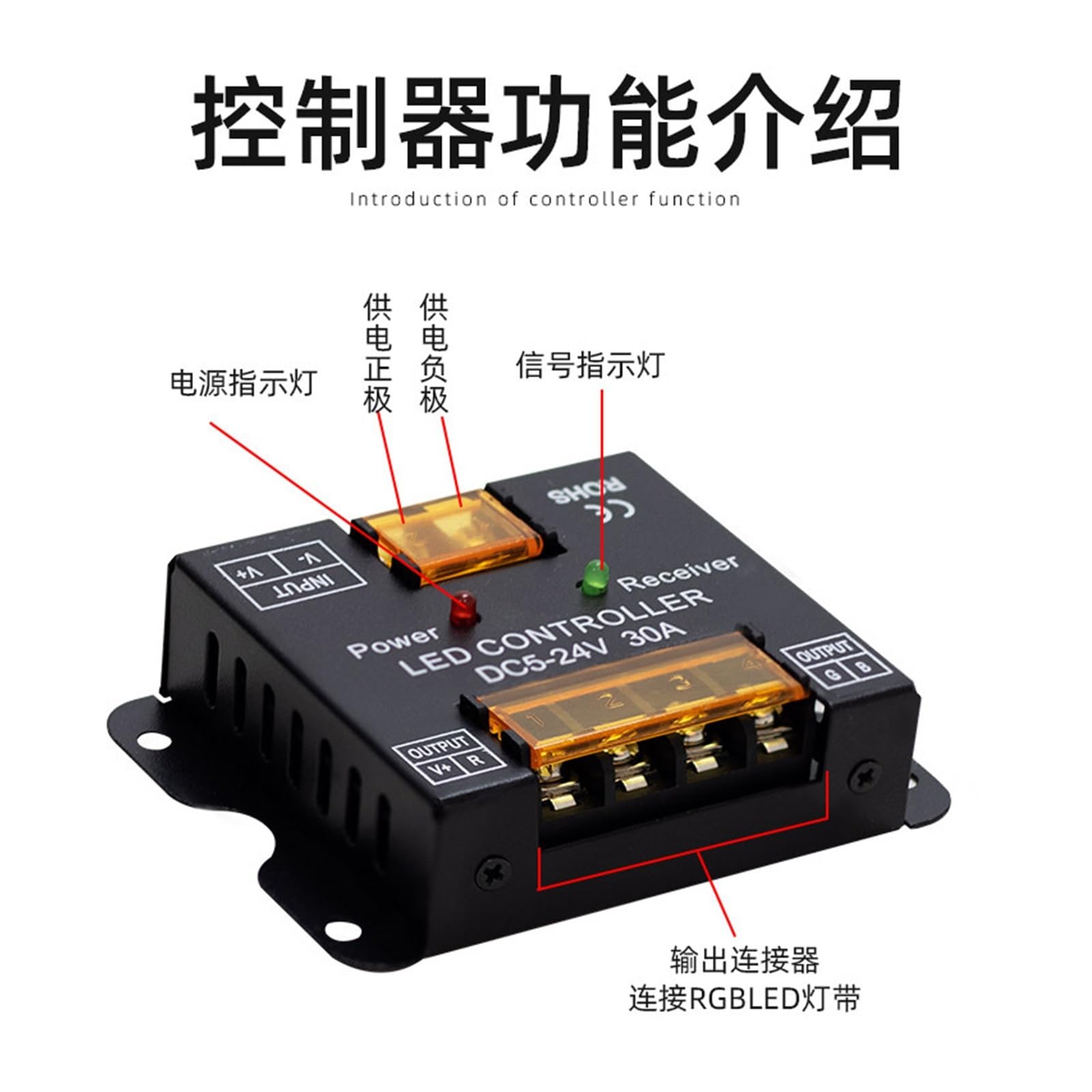 Interruptor de atenuación táctil de 6 botones y bajo voltaje, 12 V, 30 A, luz colorida RGB 5050 con controlador LED | 30A colorful RGB controller