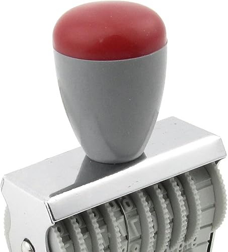 Miniatura 4 de Uxcell Oficina de goma 9Band 09Numeración Números Digit Sello, Gris Rojo