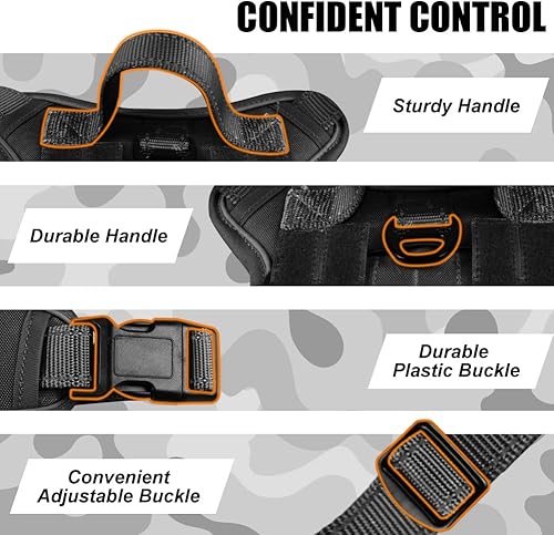 Miniatura 8 de CBBPET Arnés táctico para perro sin tirones, arnés militar reflectante para perro, chaleco táctico para perro con asa molle y resistente, clip de