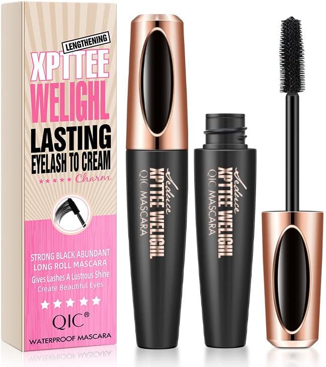 4D Silk Fiber Waterproof Mascara,Mascara Black Volume and Length Waterproof, SmudgeProof