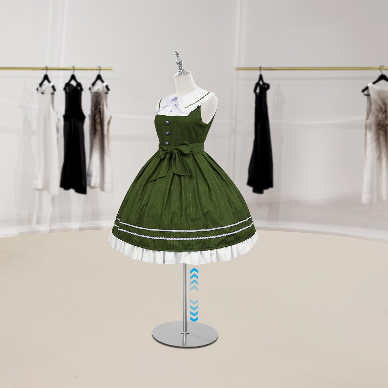 Damen Kleiderform Kleiderpupp Schaufensterpuppe Freistehend Verstellbare Büste Mannequin Ständer Kleid Display Hochzeitskleid Ständer 70-130 cm (Silber, Runden)