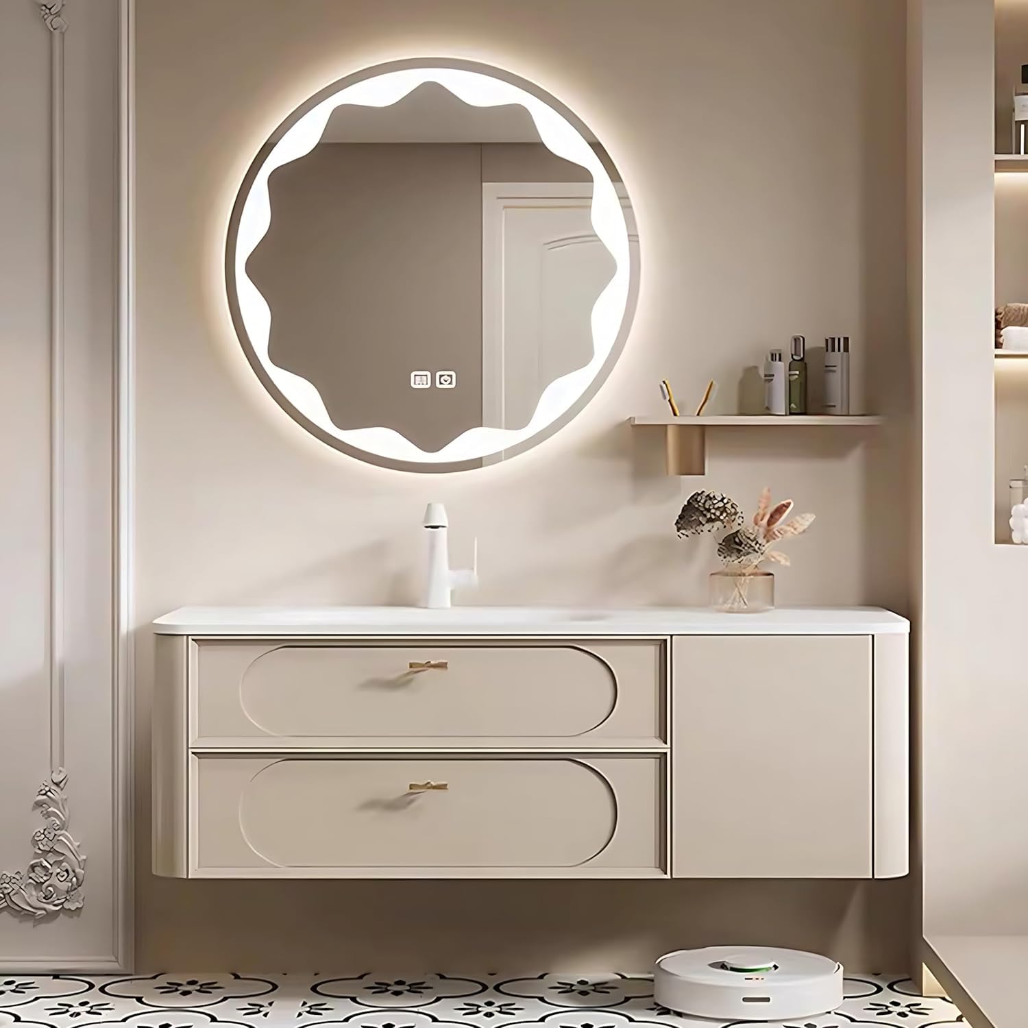 ZGNBSD Bathroom Vanity with Sink Set - Equipped with Smart High-Definition Silver Mirror, One-Touch Heating and Defogging, Modern Bathroom Sink