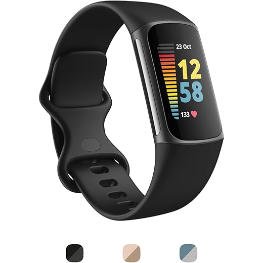 Fitbit Charge 5 Advanced Health & Fitness Tracker with Built-in GPS, Stress Management, Sleep Tools, 24/7 Heart Rate, SpO2 & More, Black/Graphite, One Size (S & L Bands Included)