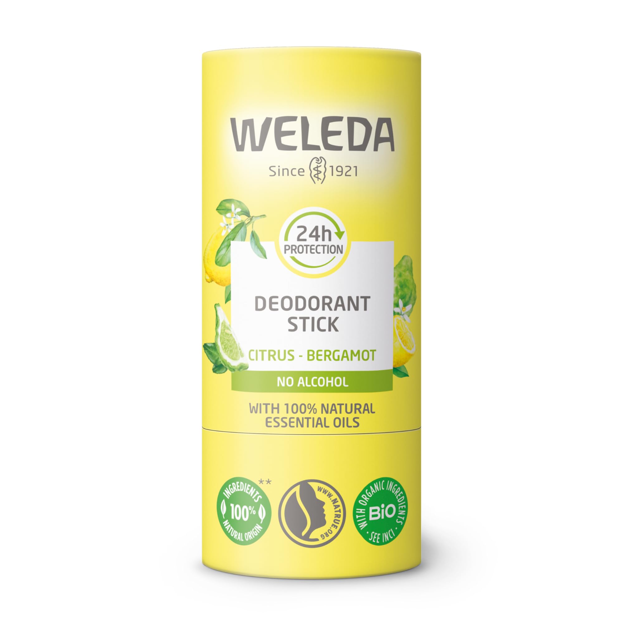Weleda Citrus – Desodorante Sólido 24H, Formato Stick 100% Natural, Sin Sales De Aluminio Ni Alcohol, Con Manteca De Karité Y Aceite De Girasol Bio – 50 G