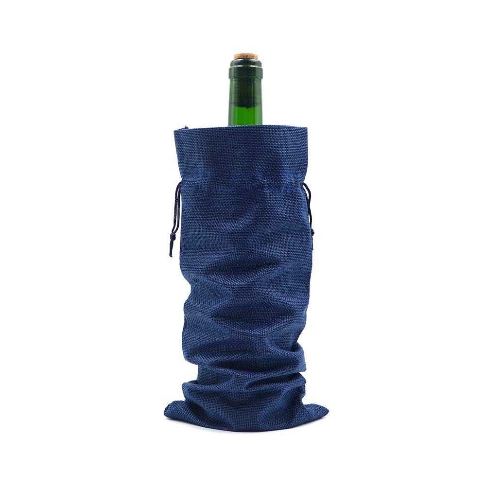 10 szt. woreczków na wino, ze sznurkiem, z juty, szampańskie, wino, na prezent, urodziny, wesele, imprezę, 35 x 14 cm (Royal Blue)