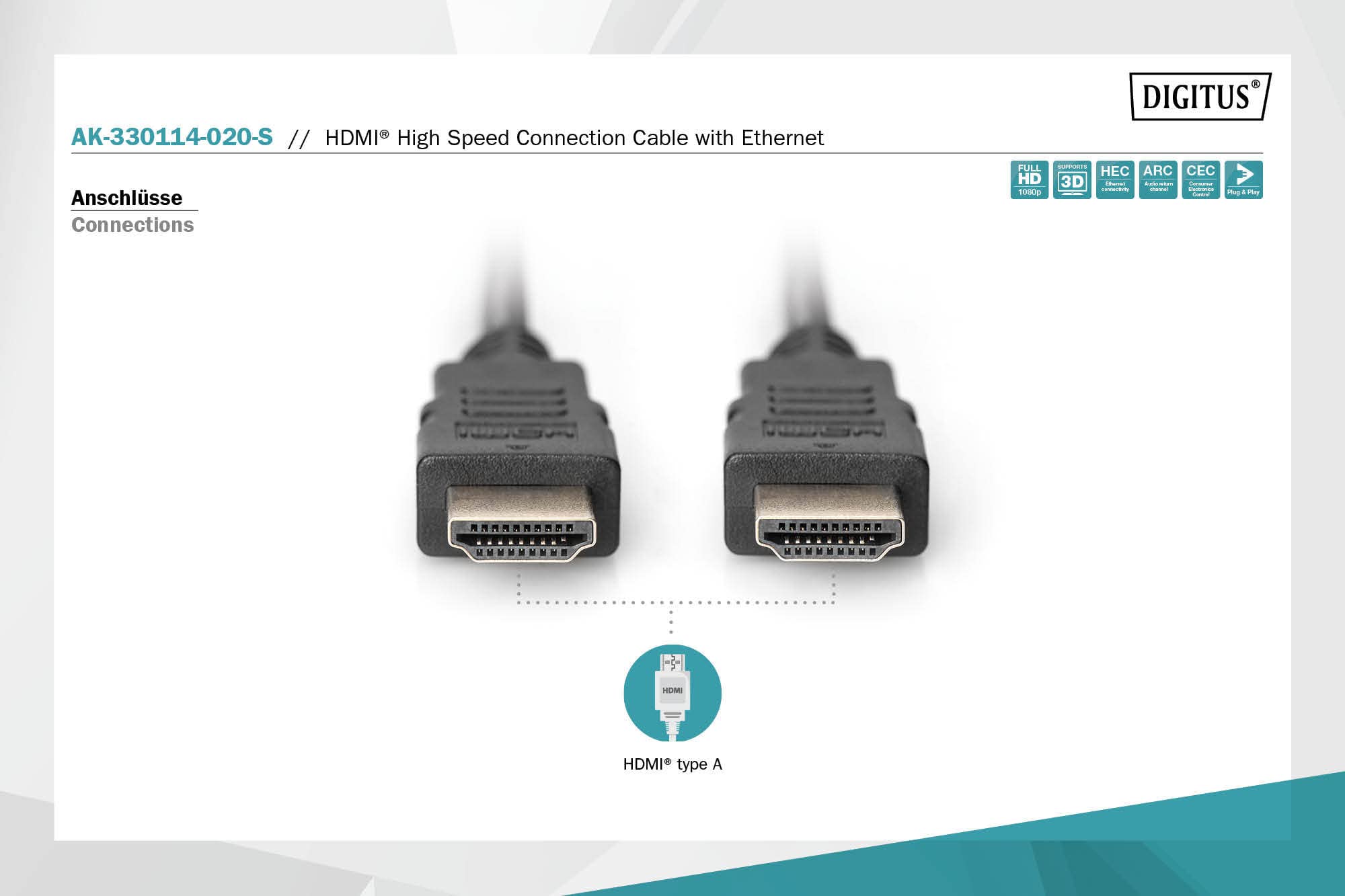 Majestic HDMI-579, Lettore DVD-MPEG 4 con uscita HDMI e ingresso USB, Nero & Digitus AK330114020S Cavo HDMI 3D con Ethernet, Doppia Schermatura, 2 m, 2.0 m, Full HD - HDMI - Tipo A - LW