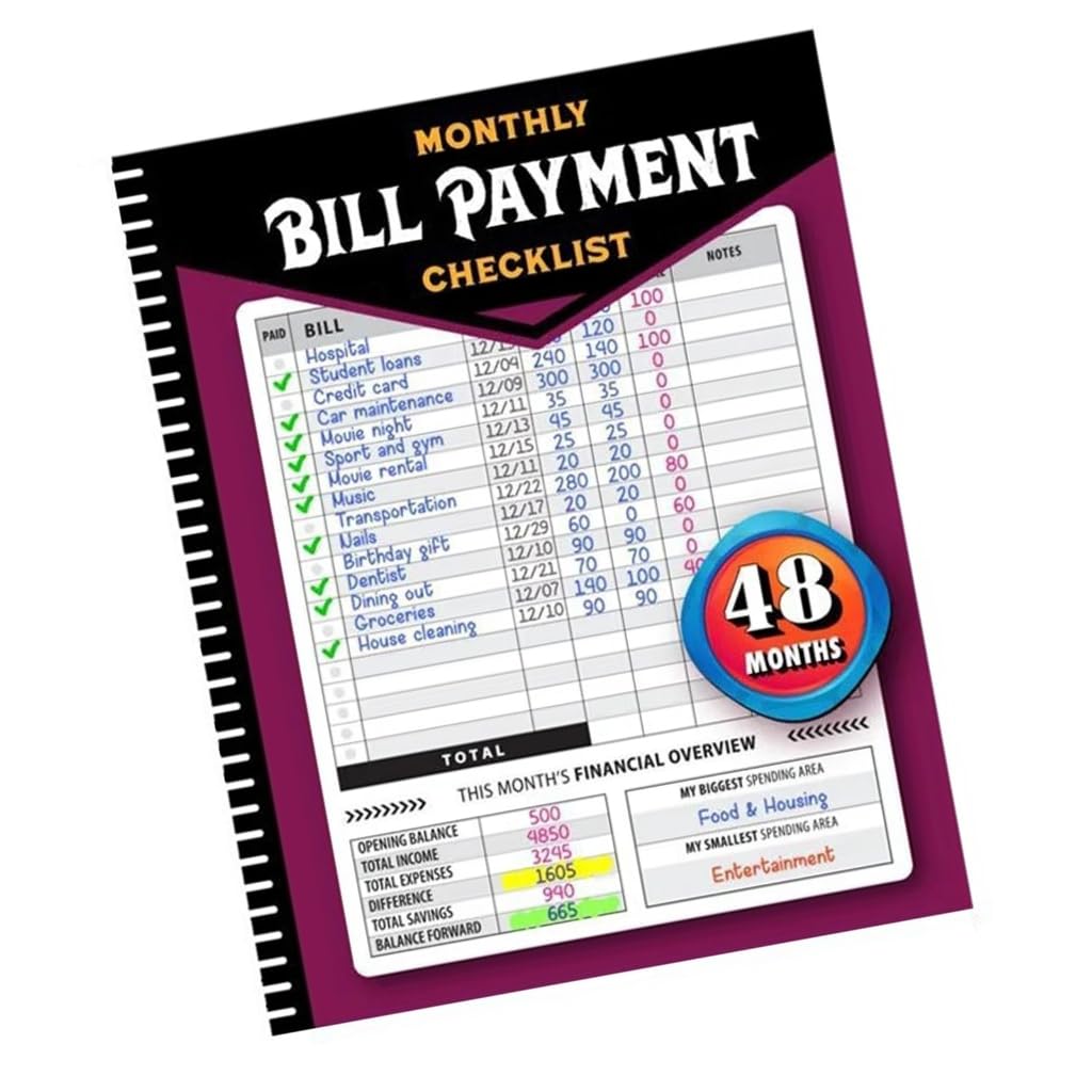 GMBYLBY Monthly Bill Payment Checklist Book Money Managers Expense Tracking Notebook For Consistent Use In Financial