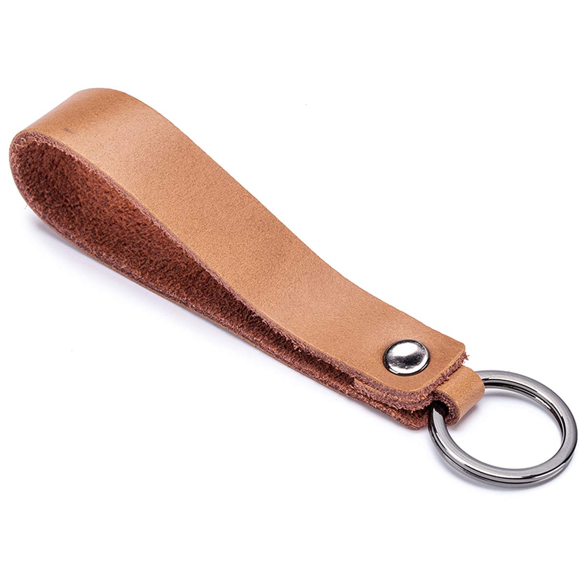 Aileder Unisex Brown Leather Car Keychain Key Holder Real Leather Strap Valet Key Chain Keyring Key Fob Lanyard (Brown)