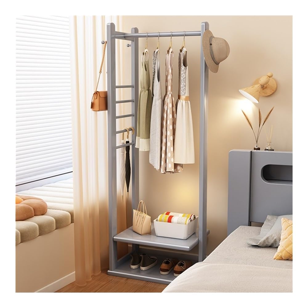 FGXHHS Solid Wood Corner Coat Rack - Space-Saving Clothes Hanr & Sto Solut for Smals, Bedroom nizer (Gray)