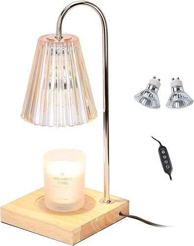 AIMEIS Lámpara calentadora de velas con temporizador, 2 bombillas, lámpara de calentamiento de velas regulable para velas de tarro derretido, luz