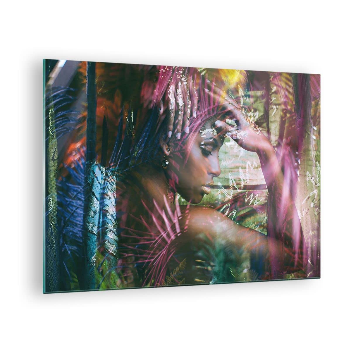 ARTTOR Vidrios decorativos mujer moderna Cuadro Sobre Vidrio Moderno 70x50cm Decoracion Salon Dormitorio Cocina Cuadros Pared Impresiones Impresión en Cristal Wall Art Prints Decor GAA70x50-3501