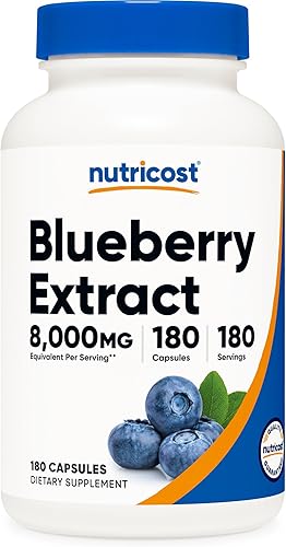 Nutricost Extracto de arándano de 8000 mg de fuerza, 180 cápsulas – Vegetariano, de 160 mg de extracto 50:1, sin gluten y sin OMG