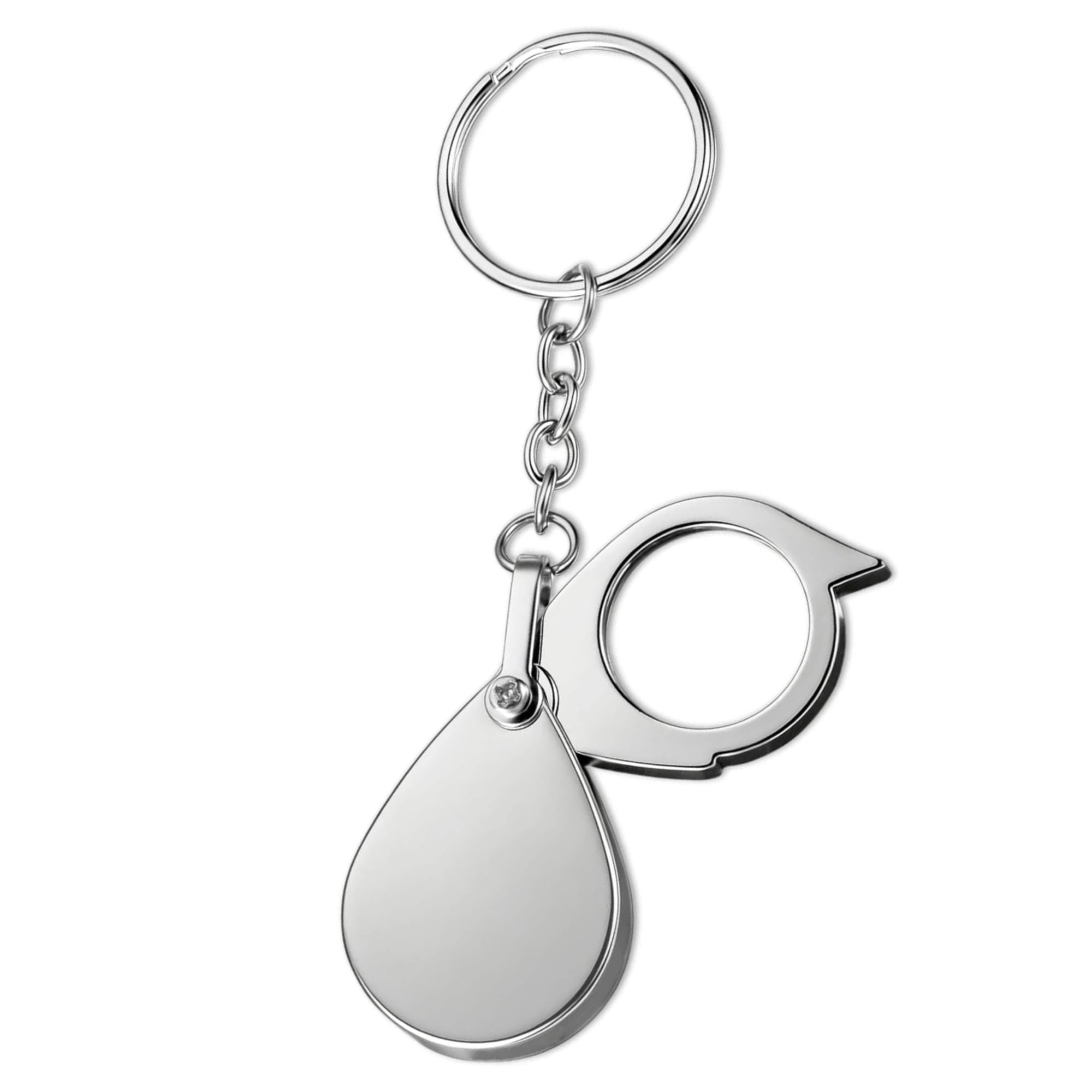 Jewellers Loupe 20X, Small Folding Magnifying Glass with Keyring, Silver Glass Pocket Magnifier for Jewellery, Coins, Reading & Inspection