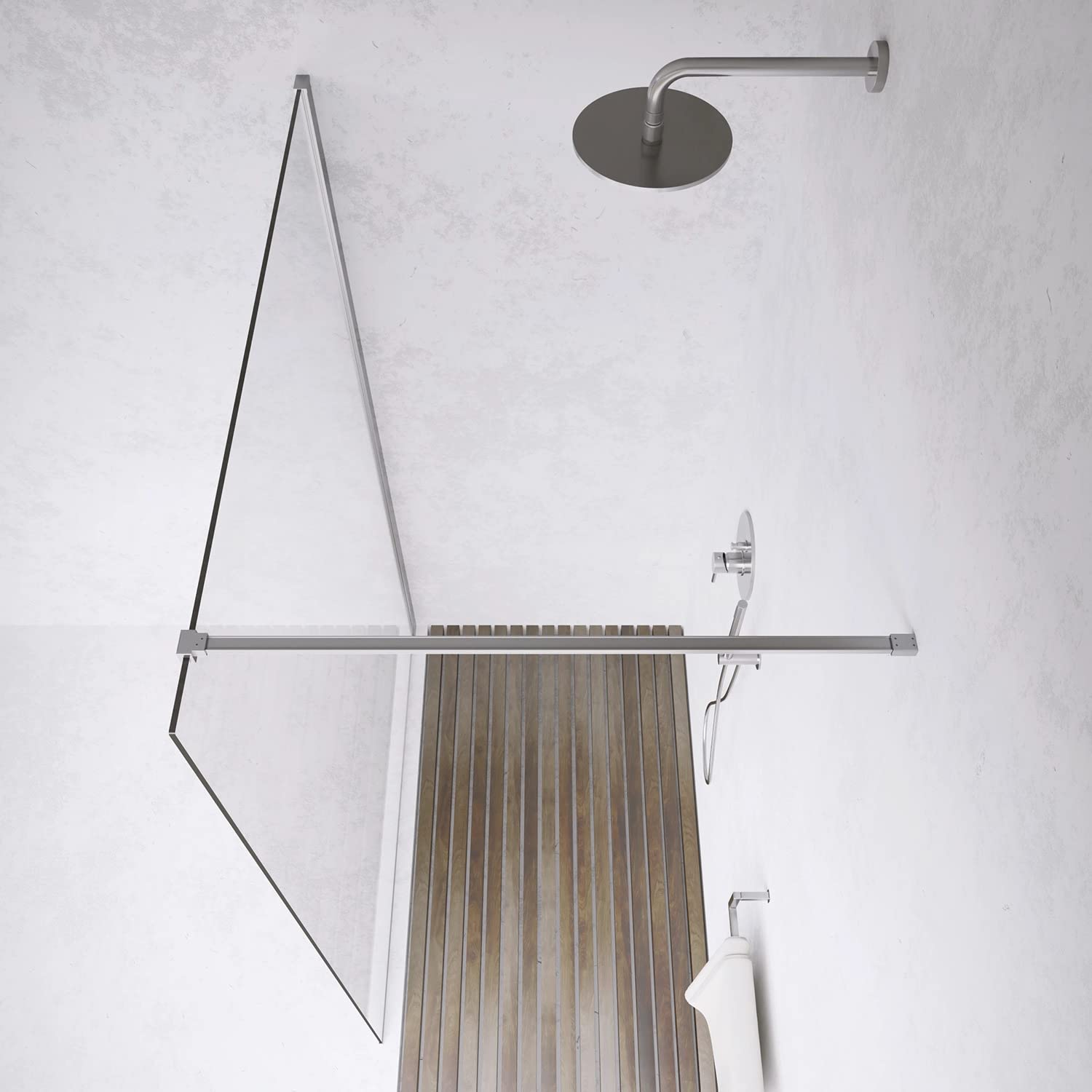 Box Doccia 120cm Walk-in Altezza 200cm Vetro Temperato Trasparente da 8mm con Trattamento Anticalcare mod. Lazaros