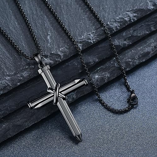 TwoAnts 925 Sterling Silver Religious Cross Pendant Necklace Jewelry Gifts for Men Women3