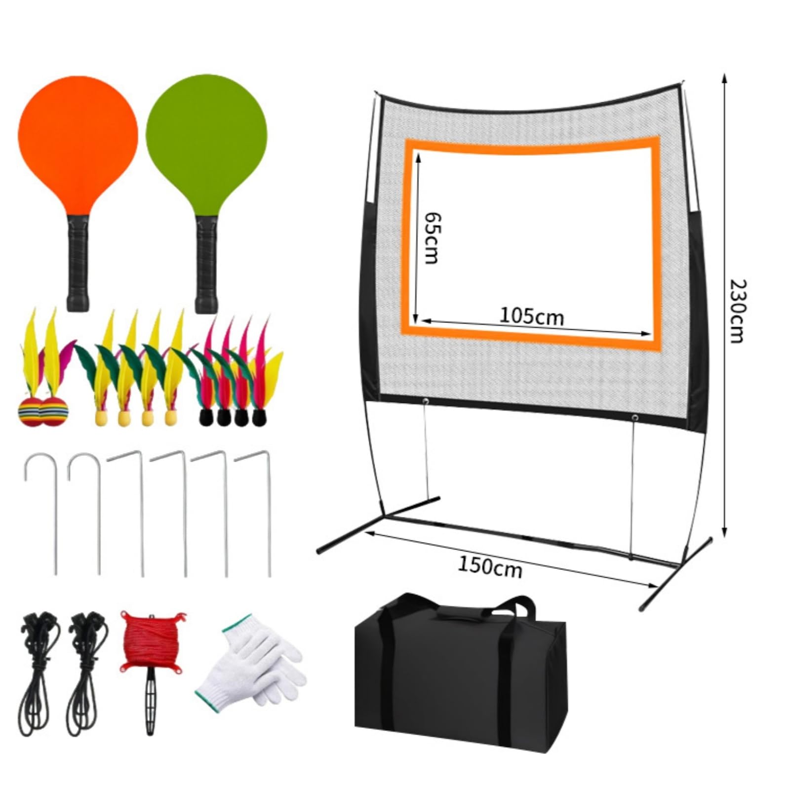 Shuttlecock Training Equi Kit Allenamento Badminton Rete Bersaglio Autoportante Racchette Volani Guanti Telaio Metallico E Tessuto Resistente