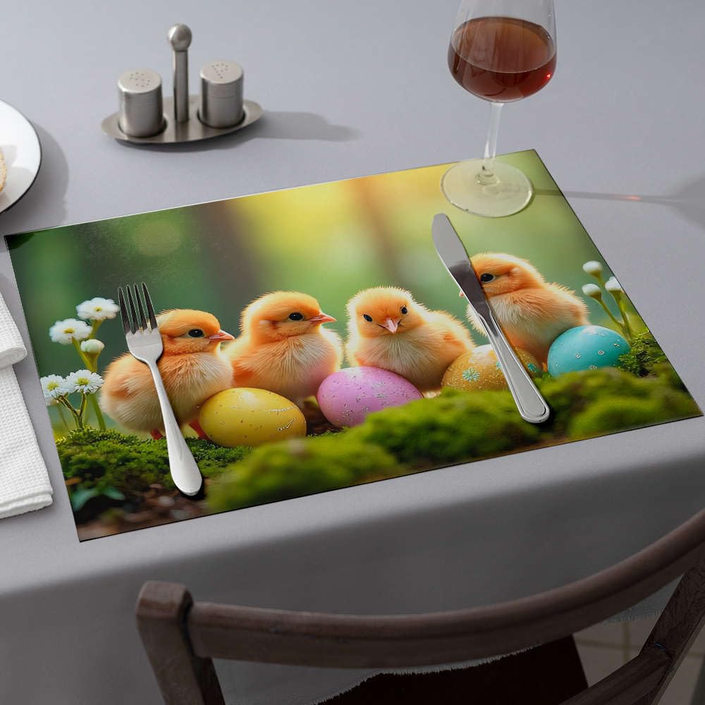 Décoration d'intérieur rustique contre les taches : sets de table de Pâques lavables (x6)