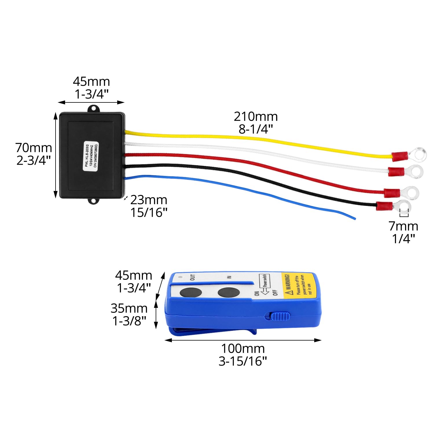 QWORK® Telecomando per verricello, radiocomando verricello elettrico, portata 30-70 m, 12V, batterie non incluse
