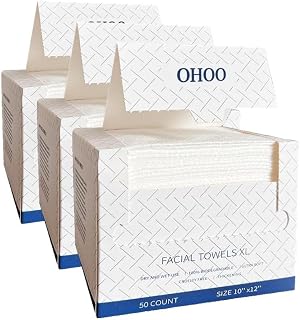 Disposable Face Towels 10"×12" Makeup Remover and Clean Soft and Thick Dry Wipes Facial Tissue XL Towelettes 50 Count (Pack of 3)