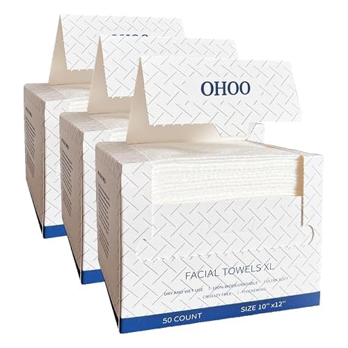 Disposable Face Towels 10'×12' Makeup Remover and Clean Soft and Thick Dry Wipes Facial Tissue XL Towelettes 50 Count (P