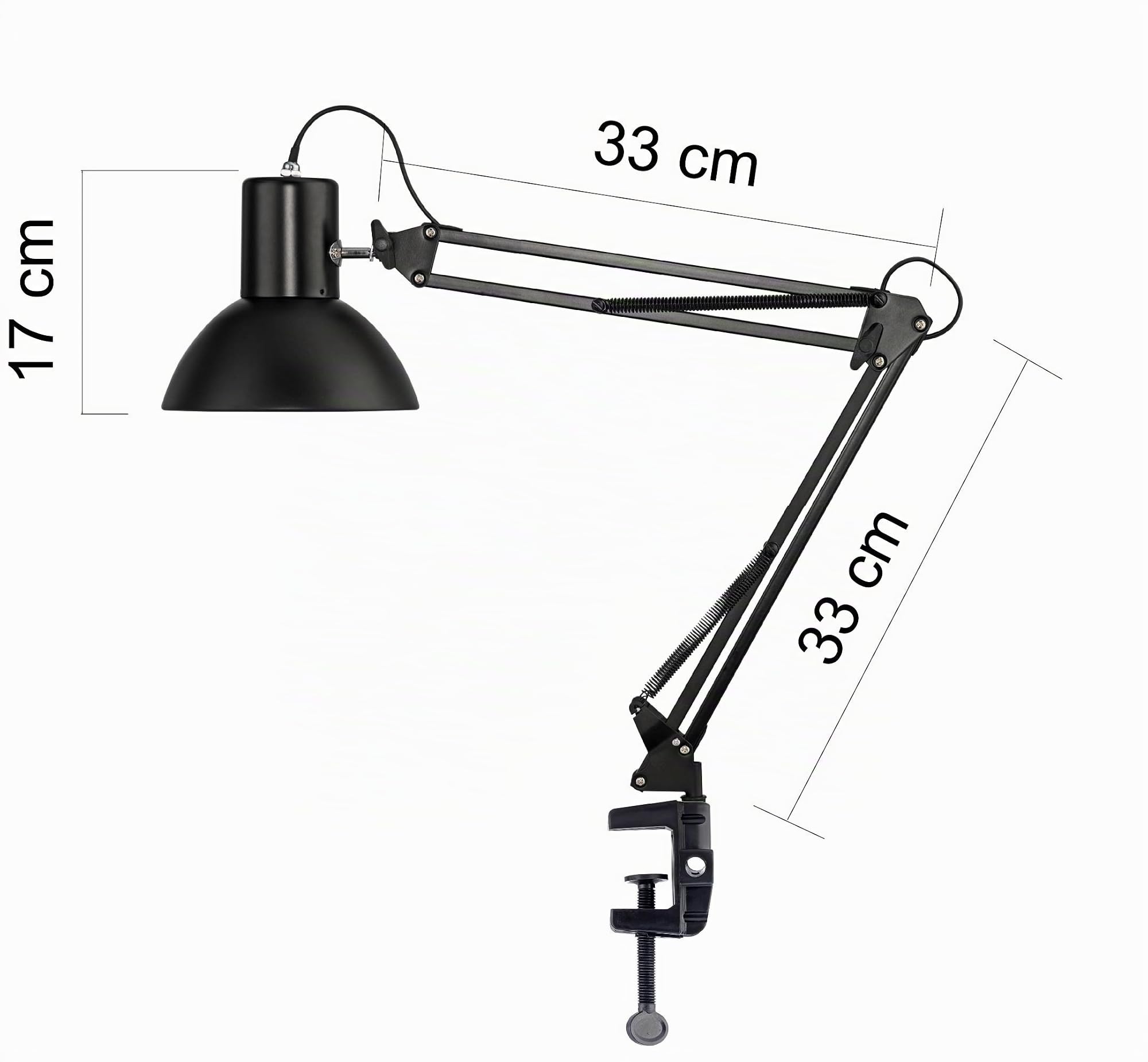 UNILUX Lampe de Bureau LED, Aluminium, E27, Noir, 33 x 33 x 20 cm
