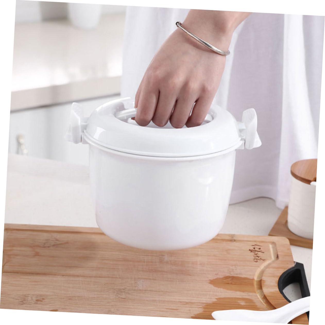 UKCOCO Box Termico per Alimenti 2 Pezzi in Pp Bianco per Microonde | Capacità Grande, Riutilizzabile e Pratico da Portare, Design Semplice per Uso Domestico e Ospedaliero