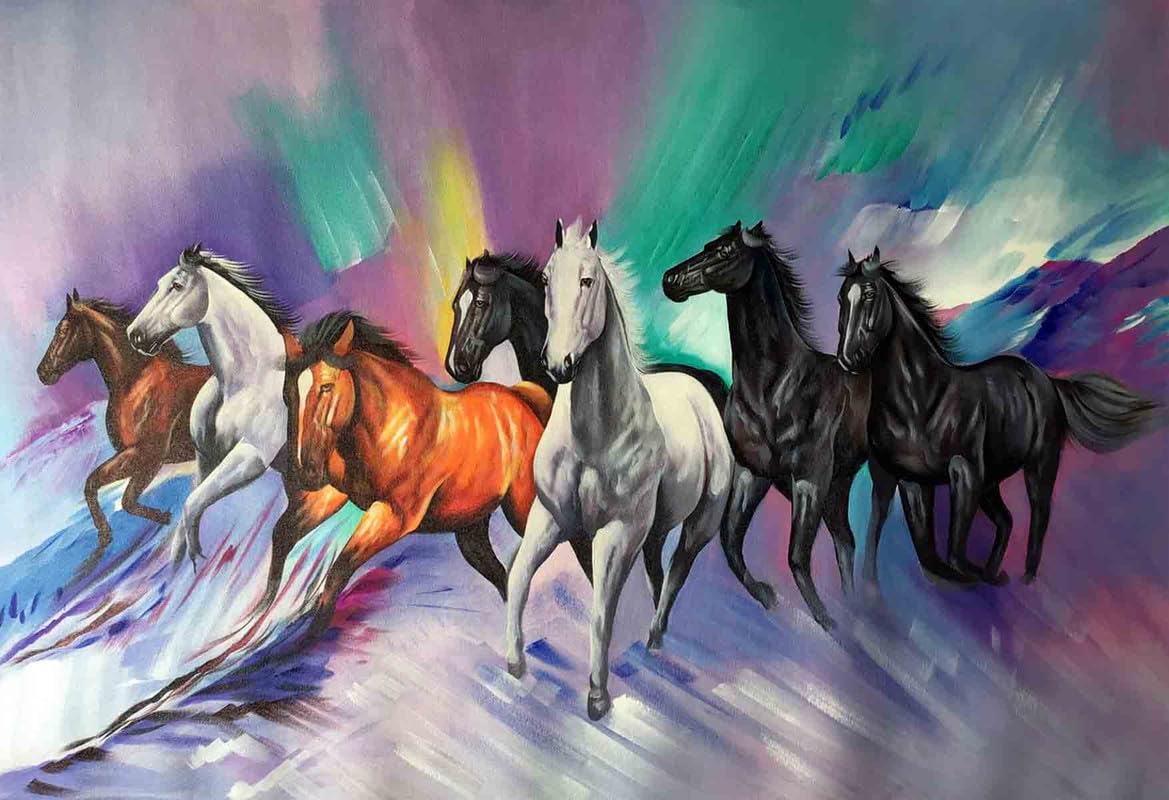 wallstop™ Vastu Seven lucky Running Horses Sunrise Art Print for wall (paper,multicolor,7 horse) ll wr637 (B0CS9TZCFB) Amazon Price History, Amazon Price Tracker
