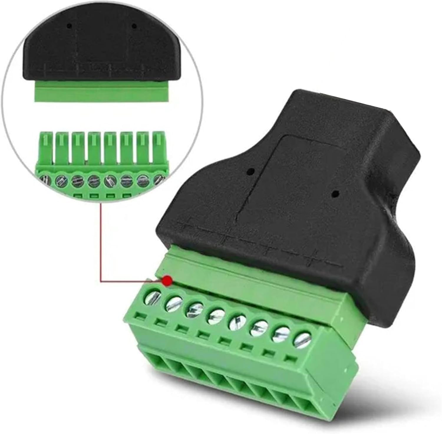 2 sztuki złącza RJ45 na 8-biegunowy blok zaciskowy z śrubami, złącze sieciowe RJ45 na 8-biegunowe złącze Ethernet do przedłużaczy Ethernet Cat7 Cat6 Cat5