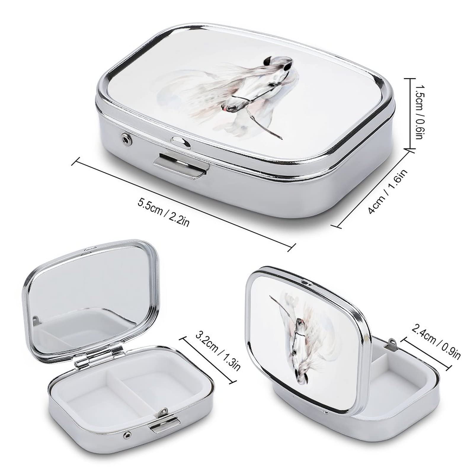 Caja De Pastillas De Viaje Caballo Blanco Animal Caja De Pastillas Portátil Caja De Bolsillo Dispensador Compartimiento De Vitaminas Contenedor Caja De Pastillas