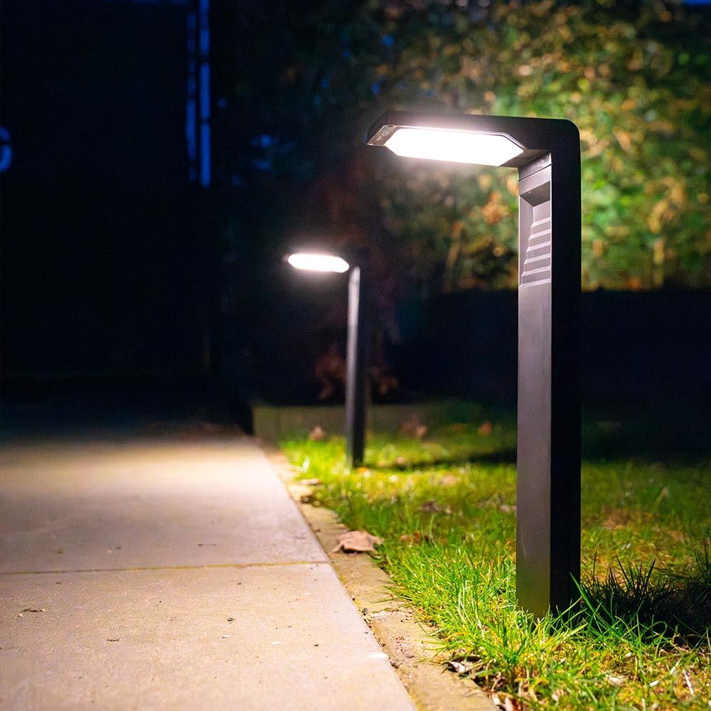 HOFTRONIC Maine 2-pack - Lampada solare da esterno, IP65, impermeabile, illuminazione solare per esterni, faretto solare per giardino, cortile, vialetto, percorso, marciapiede, terrazza