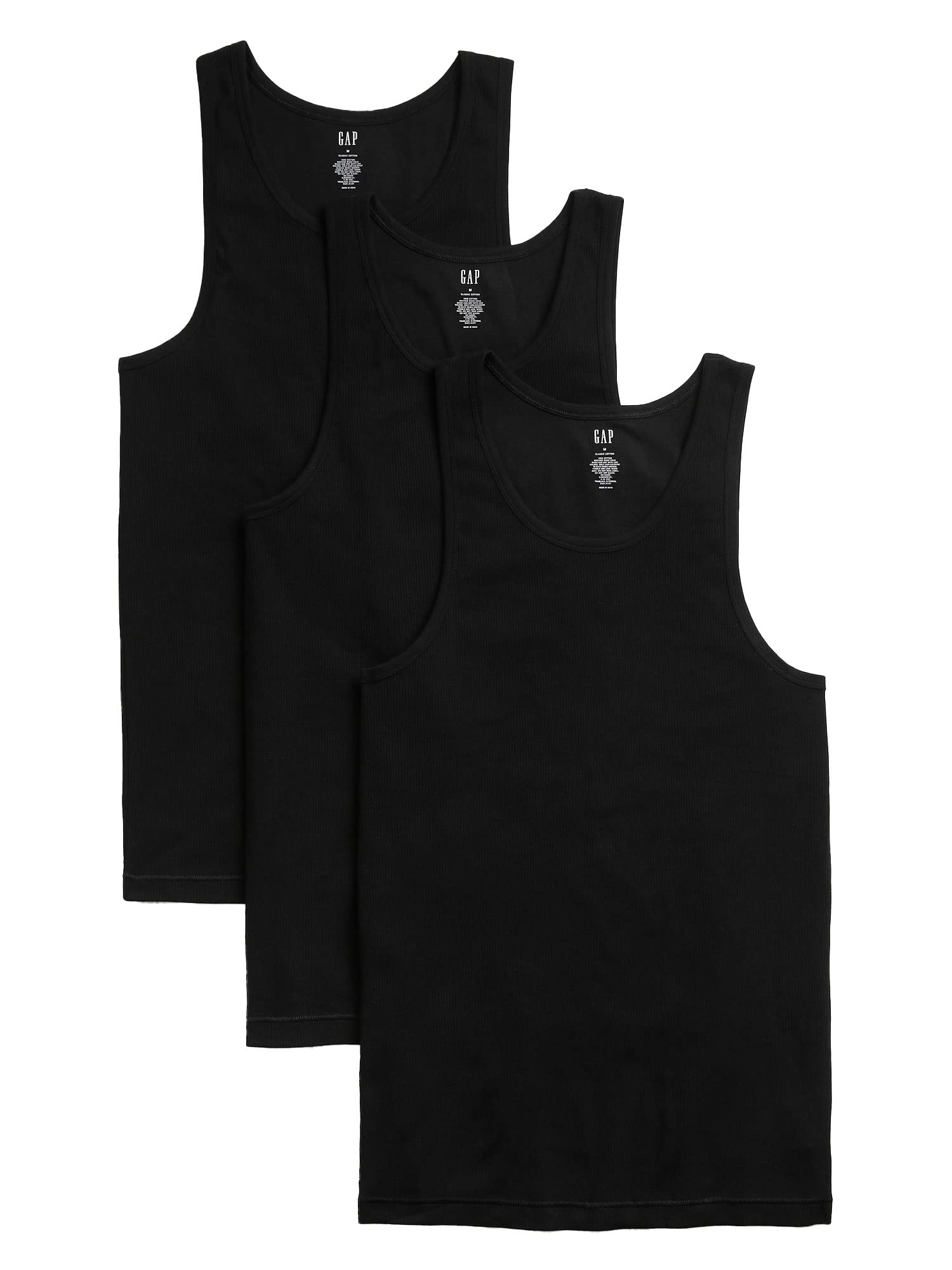 

                                                    GAP Mens Tank Top (3-Pack) T Shirt, True Black, Me