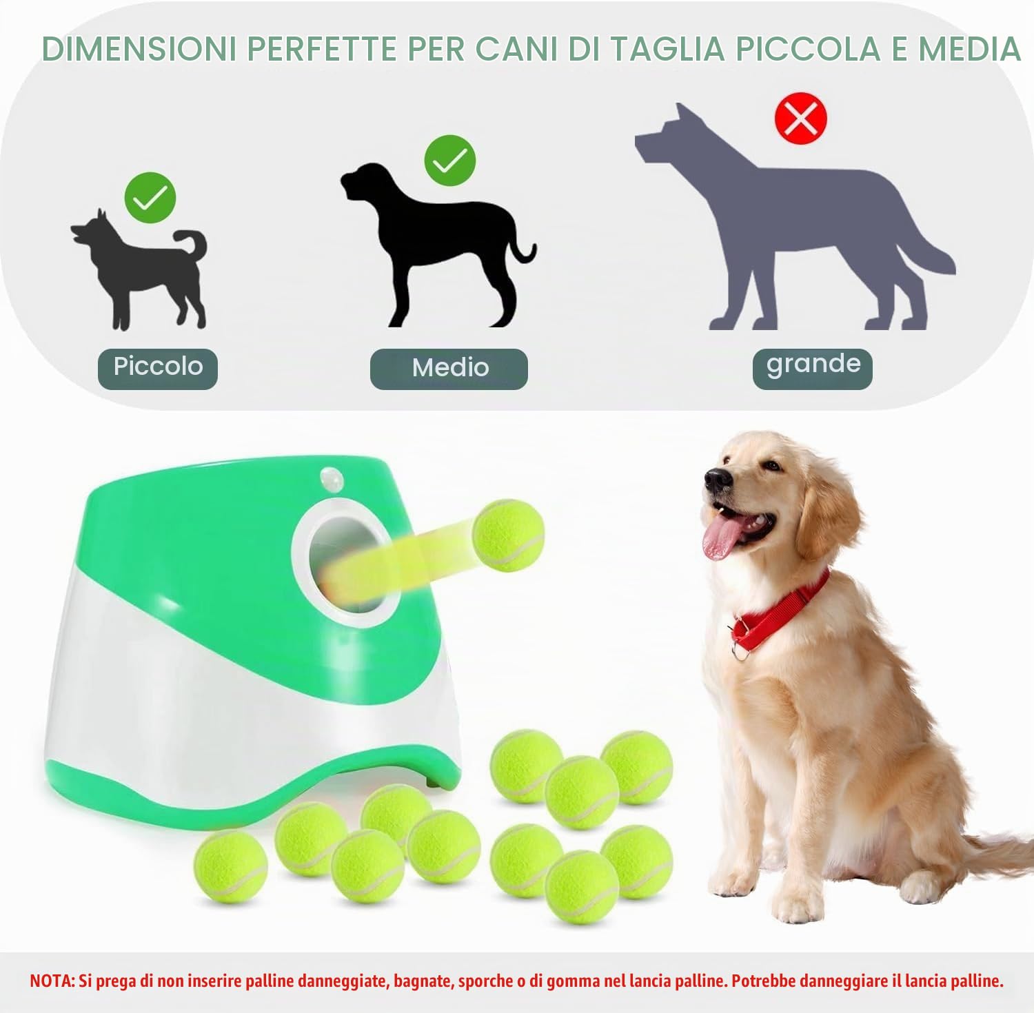 Lanciatore Automatico di Palle Per Cani, Lanciatore di Palline Per Animali Domestici Interattivo Ricaricabile in 3 Modalità Per Interni Ed Esterni con 3 Distanze di Lancio Per Cani di Piccola E Media