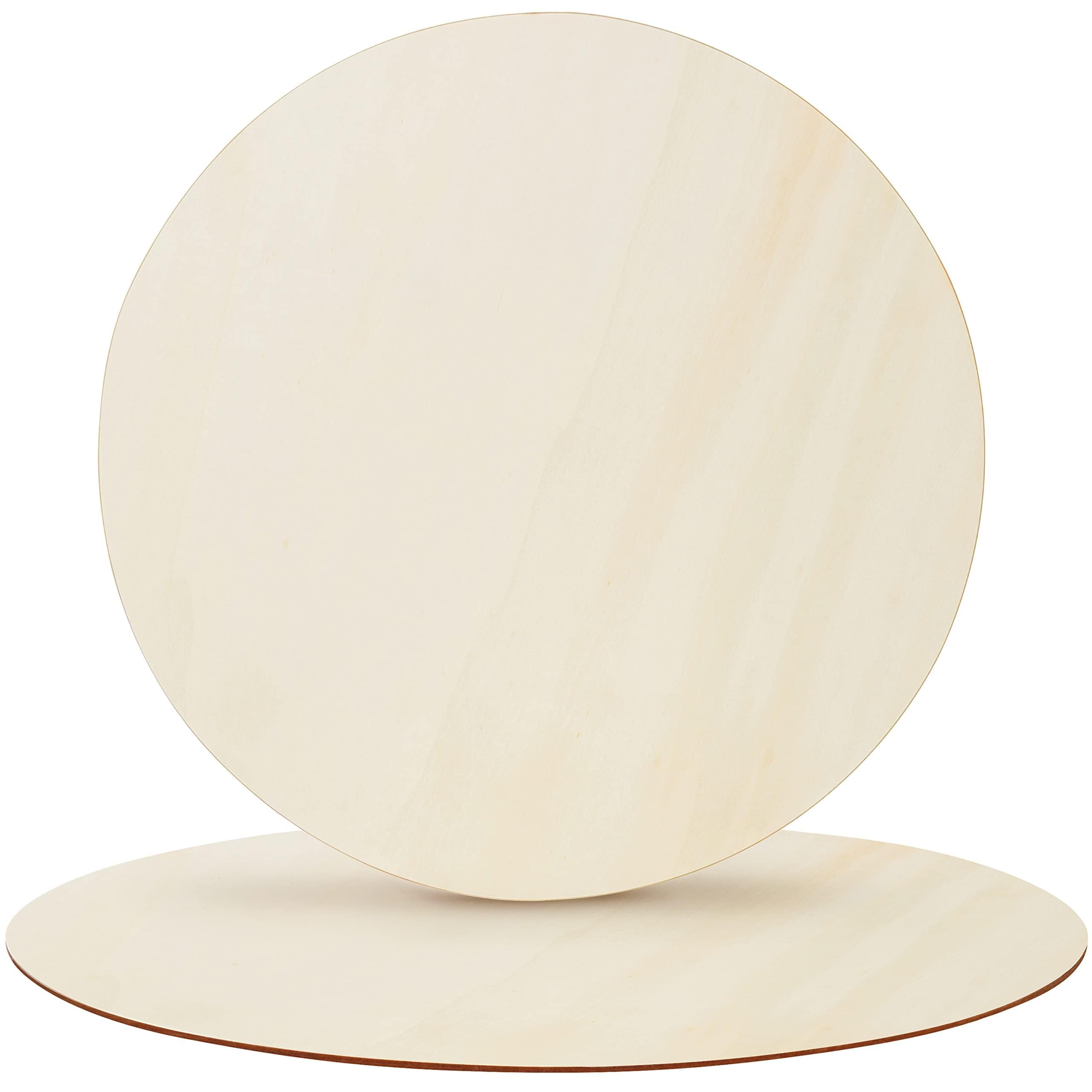 Belle Vous Brown 2 Pack Unfinished Wooden Circles - 60Cm / 24 Inches Wood Rounds Slices - Blank Discs/Cutouts For Diy Crafts, Painting, Pyrography, Door Hangers/Signs & Party Decorations