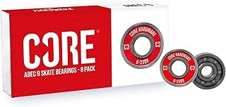 CORE ABEC 9 Skateboard Bearings - Pack of 8/4 Sealed Bearings for Skateboards, Longboards, Stunt Scooters and Roller Skates 608 Bearings (8 Pack, Red ABEC 9) (8 Pack, ABEC 9 - Red, 1)