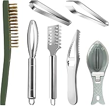 Openfly Fish Scaler Tool, Stainless Steel Fish Scaler Remover Fish Scraper Scaler with Sawtooth, Fish Skin Graters Fish Tweezers Fish Descaler Tool for Cleaning Fish
