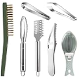 Openfly Fish Scaler Tool, Stainless Steel Fish Scaler Remover Fish Scraper Scaler with Sawtooth, Fish Skin Graters Fish Tweezers Fish Descaler Tool for Cleaning Fish