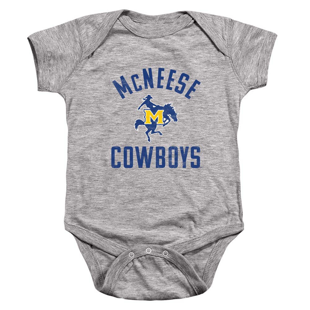 McNeese State University Official Cowboys Logo Unisex Infant Snap Suit for Baby,Athletic Heather, 6 Months