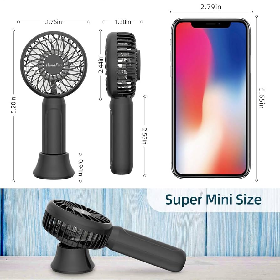 Variable Speed Handheld Fan High Wind Power Silent Turbine Mini Portable Outdoor Low Noise Hand Fans Oscillating Desk 12 Hat Clip Travel Stand Small