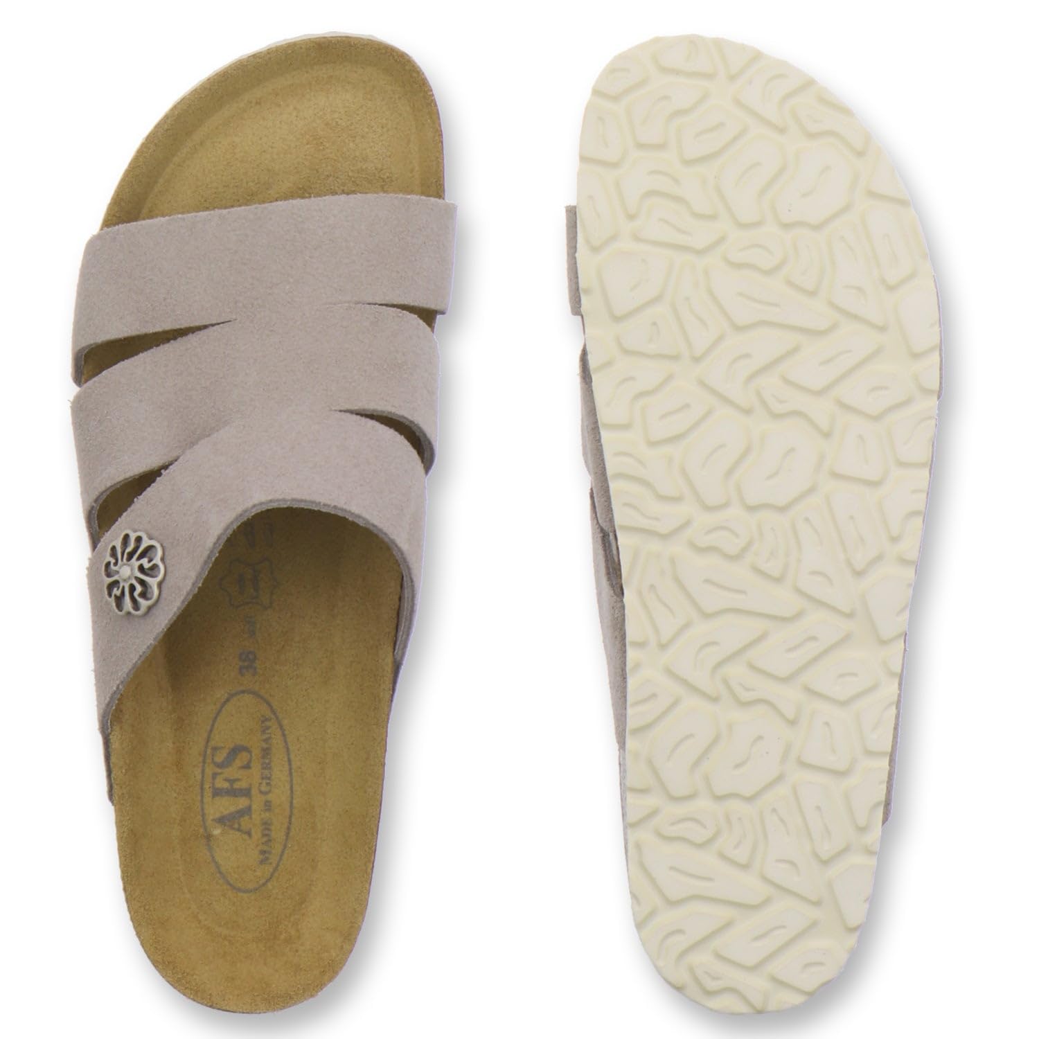 AFS-Schuhe 2113 Mules confortables pour femme en cuir véritable, chaussures de travail pratiques, pantoufles, fabriquées à la main en Allemagne