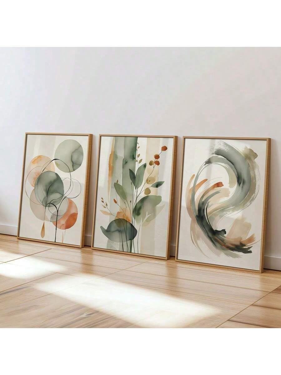 lianyibo Zestaw 3 abstrakcyjnych plakatów na płótnie, minimalistyczny, geometryczny, do salonu, 60 x 90 cm x 3 / bez ramki, zestaw 3 szt
