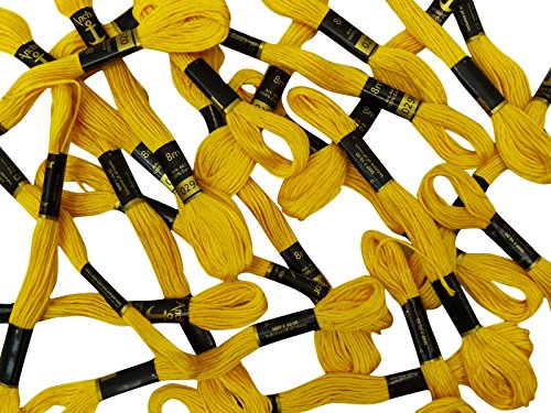 Image of Cross Stitch Hand Embroidery Thread Stranded Cotton Craft Sewing Floss 25 Skeins-Yellow